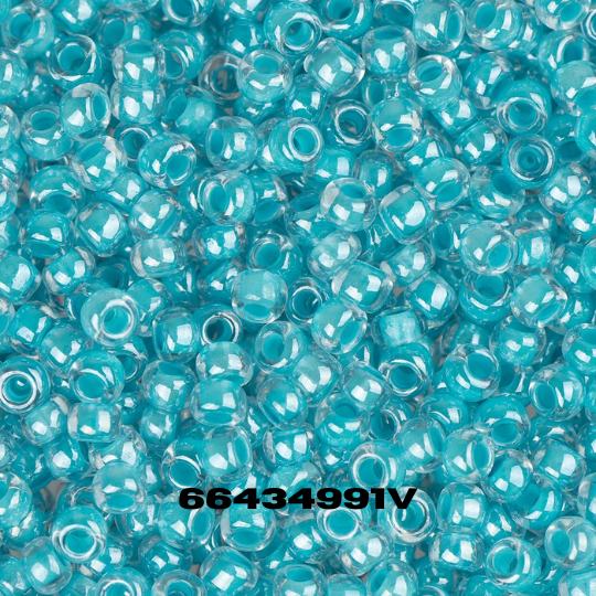 Turquoise seed beads closeup